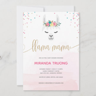 Llama Mama Baby shower Invitation Aankondiging