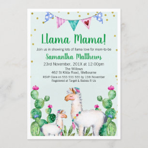Llama Mama Baby shower Invitation Kaart
