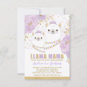 Llama Mama Baby shower / Paars Gold Floral Fiesta Kaart (Voorkant)