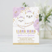 Llama Mama Baby shower / Paars Gold Floral Fiesta Kaart (Staand voorkant)