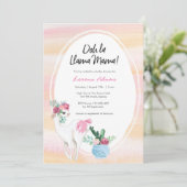 Llama Mama Baby shower uitnodiging (Staand voorkant)