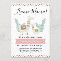 llama Mama Baby shower Uitnodiging