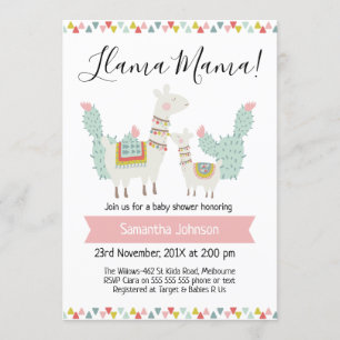 llama Mama Baby shower Uitnodiging