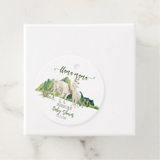 Llama Mama Baby shower Waterverf Bedankjes Labels (In situ)