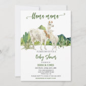 Llama Mama Baby shower Waterverf Kaart (Voorkant)