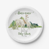 Llama Mama Baby shower Waterverf Papieren Bordje (Voorkant)