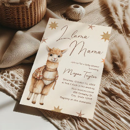 Llama Mama Beige Baby shower Uitnodiging