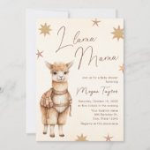 Llama Mama Beige Baby shower Uitnodiging (Voorkant)