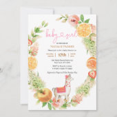 Llama Mama Citrus Floral Greenery Baby Girl Shower Kaart (Voorkant)