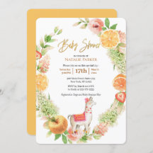 Llama Mama Citrus Floral Greenery Baby shower