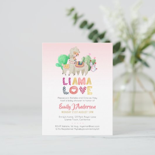 Llama Mama Fiesta Cacti Fun Modern Girl Boy Briefkaart (Staand voorkant)