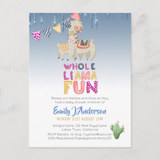 Llama Mama Fiesta Cacti Fun Modern Girl Boy Briefkaart (Voorkant)