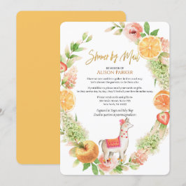 Llama Mama Floral Greenery Baby shower per post Kaart