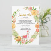 Llama Mama Floral Greenery Baby shower per post Kaart (Staand voorkant)