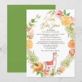 Llama Mama Floral Greenery Virtual Baby shower Kaart
