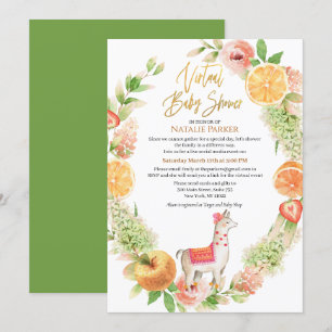 Llama Mama Floral Greenery Virtual Baby shower Kaart