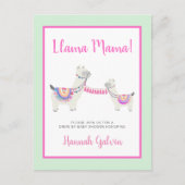 Llama Mama Hot Pink Green Drive by Baby shower Uitnodiging Briefkaart (Voorkant)