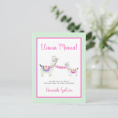 Llama Mama Hot Pink Green Drive by Baby shower Uitnodiging Briefkaart (Staand voorkant)