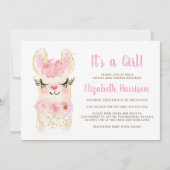 Llama Mama Pink Baby Girl Virtual Shower Invitatio Kaart (Voorkant)