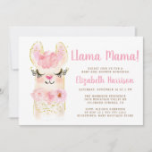 Llama Mama Pink Baby shower Uitnodiging (Voorkant)
