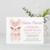 Llama Mama Pink Baby shower Uitnodiging (Staand voorkant)