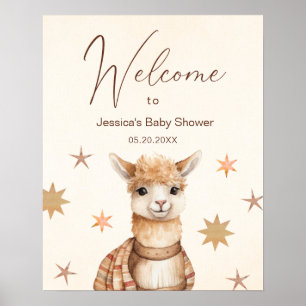 Llama Mama Retro  Baby shower Welkom Poster