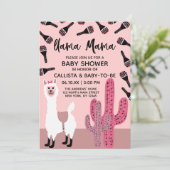 Llama Mama Roze Schattigee Cactus Maraca Baby show Kaart (Staand voorkant)