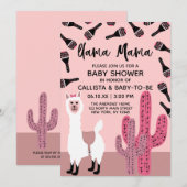 Llama Mama Roze Schattigee Cactus Maraca Baby show Kaart (Voorkant / Achterkant)