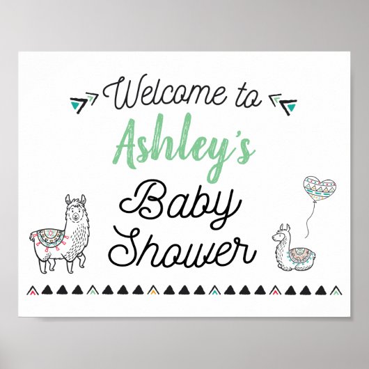 Llama Mama Shower Welkomstbord Poster (Voorkant)