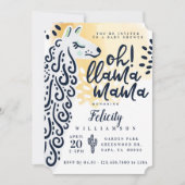 Llama Mama & Stripes - Genderneutraal Baby shower Kaart (Voorkant)