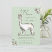 Llama Mamma Waterverf Llama Sketch Baby shower in Kaart (Staand voorkant)