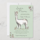 Llama Mamma Waterverf Llama Sketch Baby shower in Kaart (Voorkant)