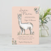 Llama Mamma Waterverf Llama Sketch Baby shower Kaart (Staand voorkant)