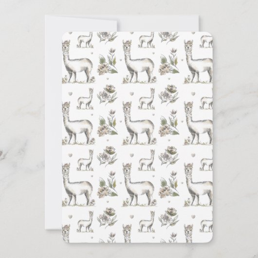 Llama Mamma Waterverf Llama Sketch Baby shower Kaart (Achterkant)