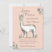 Llama Mamma Waterverf Llama Sketch Baby shower Kaart (Voorkant)