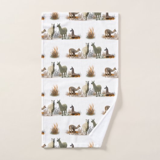 Llama Meadow Bathroom Towel Set (kies kleur) Bad Handdoek (Handdoek)