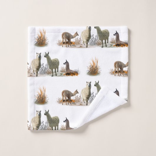 Llama Meadow Bathroom Towel Set (kies kleur) Bad Handdoek (Wasdoekje)