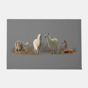 Llama Meadow Deuren Mat (grijs)