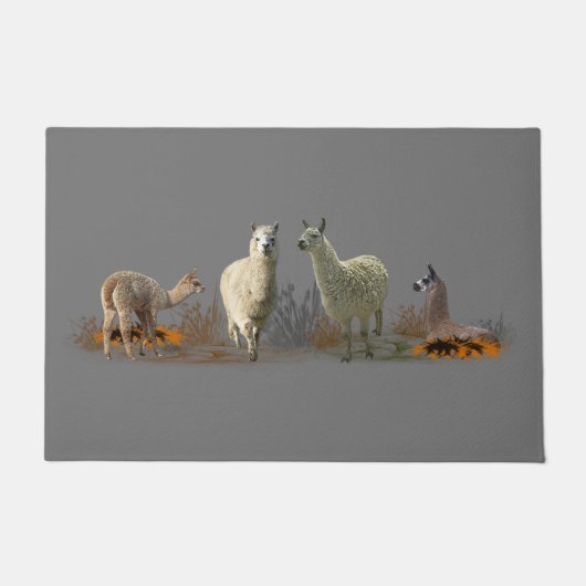 Llama Meadow Deuren Mat (grijs) (Voorkant)