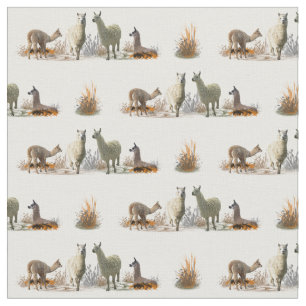 Llama Meadow Fabric (kies kleur) Stof
