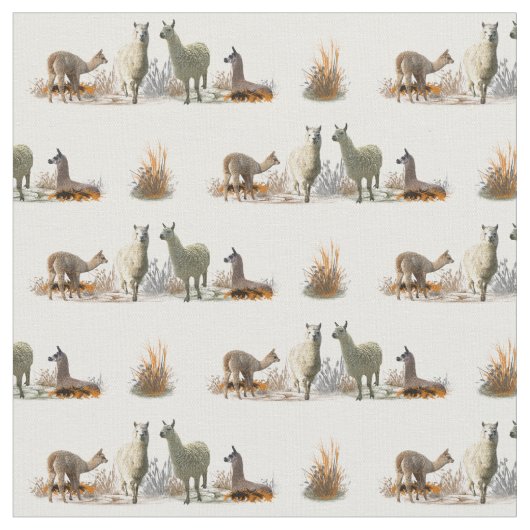 Llama Meadow Fabric (kies kleur) Stof (Close Up)