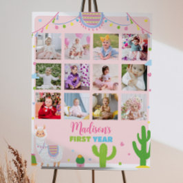 Llama meisje 1e verjaardag mijlpaal teken poster