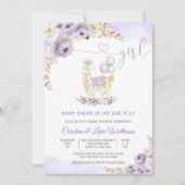 Llama Meisje Baby Shower Uitnodiging (Voorkant)