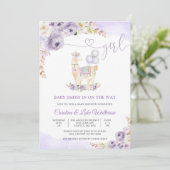 Llama Meisje Baby Shower Uitnodiging (Staand voorkant)