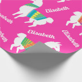 Llama Meisjes Verjaardag Custom Naam en Kleur Cadeaupapier (Hoek)