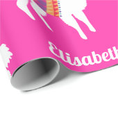 Llama Meisjes Verjaardag Custom Naam en Kleur Cadeaupapier (Rol Hoek)