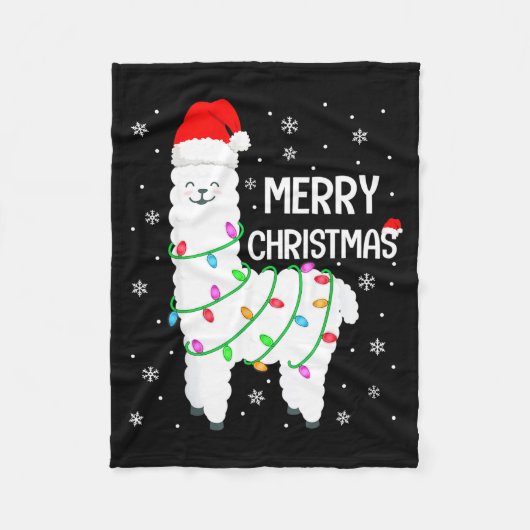 Llama Merry Christmas Kids Funny Llama Christmas L Fleece Deken (Voorkant)