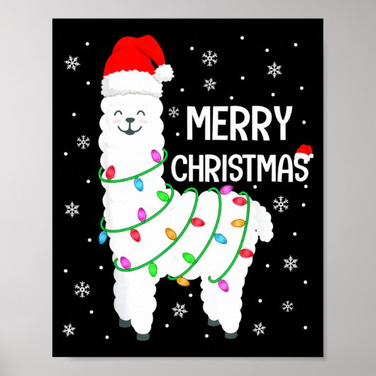 Llama Merry Christmas Kids Funny Llama Christmas L Poster (Voorkant)