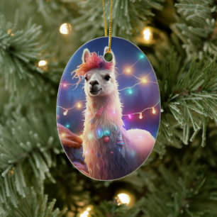 Llama Merry Christmas Ornament, Pet Lover Gift Keramisch Ornament
