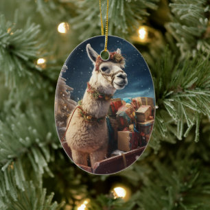 Llama Merry Christmas Ornament, Pet Lover Gift Keramisch Ornament